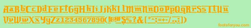 フォントLambrettista – オレンジの文字が緑の背景にあります。