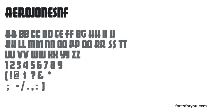 Aerojonesnf-fontti – aakkoset, numerot, erikoismerkit