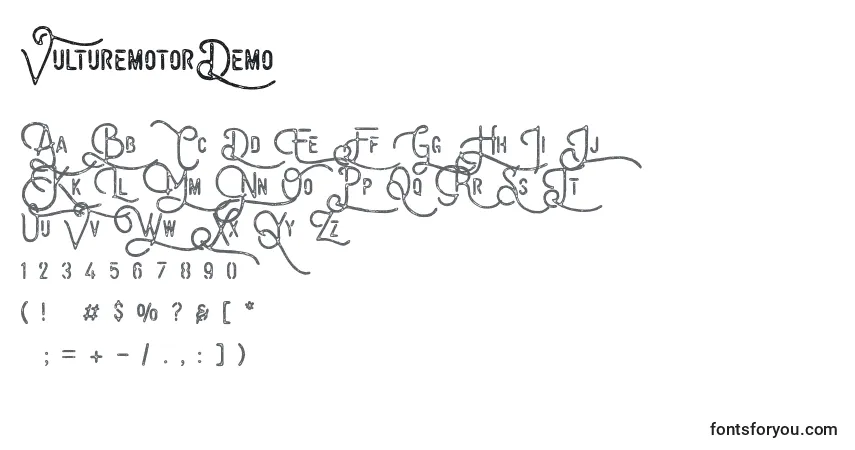 A fonte VulturemotorDemo (90903) – alfabeto, números, caracteres especiais
