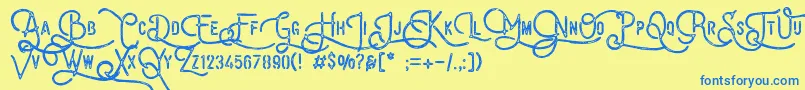 VulturemotorDemo Font – Blue Fonts on Yellow Background
