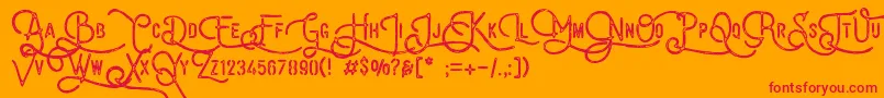 VulturemotorDemo-Schriftart – Rote Schriften auf orangefarbenem Hintergrund