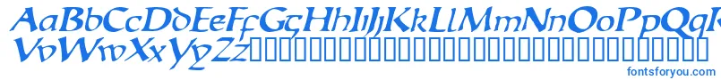 フォントEscudedisplaysskItalic – 白い背景に青い文字