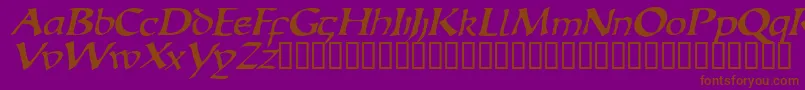 EscudedisplaysskItalic-Schriftart – Braune Schriften auf violettem Hintergrund