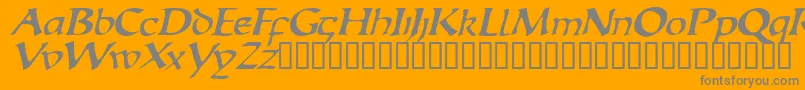 EscudedisplaysskItalic-Schriftart – Graue Schriften auf orangefarbenem Hintergrund