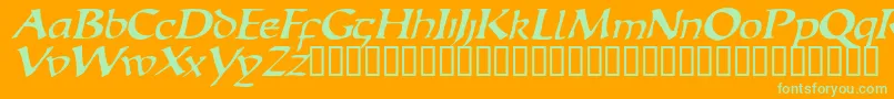 EscudedisplaysskItalic-Schriftart – Grüne Schriften auf orangefarbenem Hintergrund