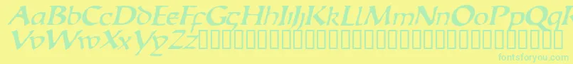 EscudedisplaysskItalic Font – Green Fonts on Yellow Background