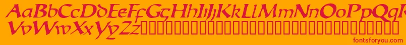 EscudedisplaysskItalic Font – Red Fonts on Orange Background