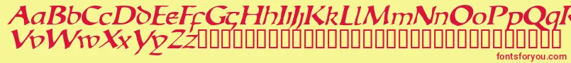 EscudedisplaysskItalic Font – Red Fonts on Yellow Background