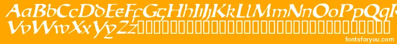 EscudedisplaysskItalic-Schriftart – Weiße Schriften auf orangefarbenem Hintergrund