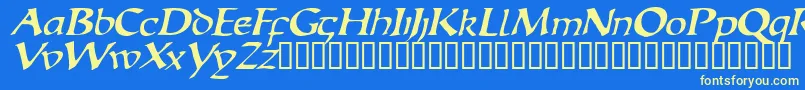 フォントEscudedisplaysskItalic – 黄色の文字、青い背景