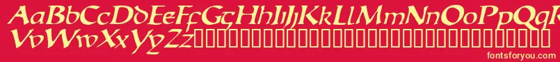 フォントEscudedisplaysskItalic – 黄色の文字、赤い背景