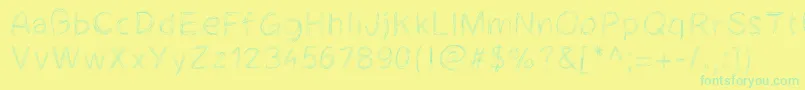 Cheveuxdange-Schriftart – Grüne Schriften auf gelbem Hintergrund