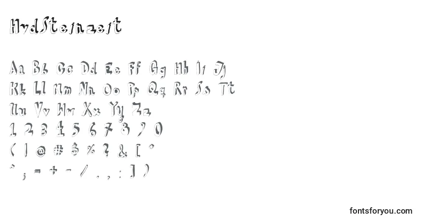 Czcionka HvdSteinzeit – alfabet, cyfry, specjalne znaki