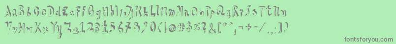 フォントHvdSteinzeit – 緑の背景に灰色の文字