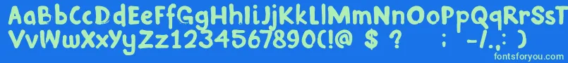 DkInkyFingers Font – Green Fonts on Blue Background