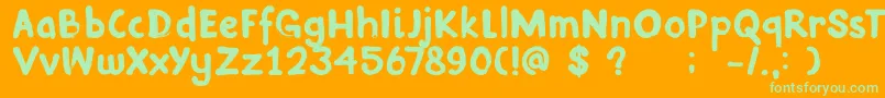 DkInkyFingers-Schriftart – Grüne Schriften auf orangefarbenem Hintergrund