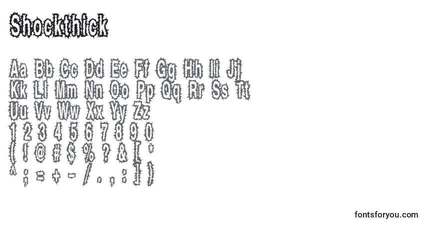 Czcionka Shockthick – alfabet, cyfry, specjalne znaki
