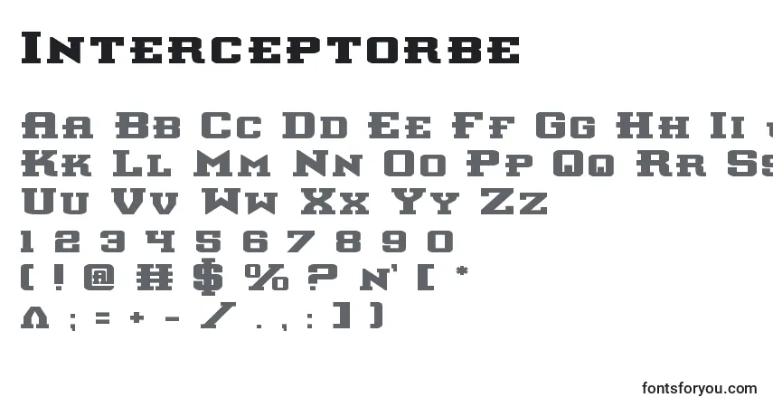 A fonte Interceptorbe – alfabeto, números, caracteres especiais