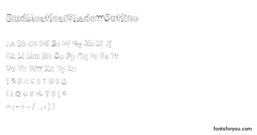 Шрифт BmdMeatloafShadowOutline – алфавит, цифры, специальные символы