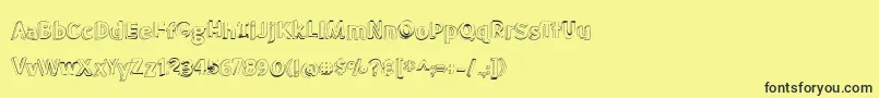 BmdMeatloafShadowOutline-fontti – mustat fontit keltaisella taustalla