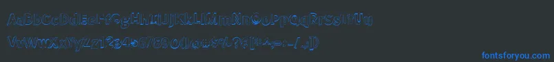 フォントBmdMeatloafShadowOutline – 黒い背景に青い文字