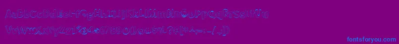 BmdMeatloafShadowOutline-Schriftart – Blaue Schriften auf violettem Hintergrund