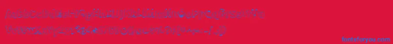 BmdMeatloafShadowOutline-Schriftart – Blaue Schriften auf rotem Hintergrund