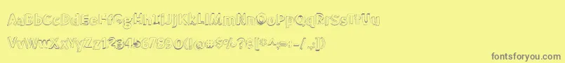 BmdMeatloafShadowOutline-Schriftart – Graue Schriften auf gelbem Hintergrund