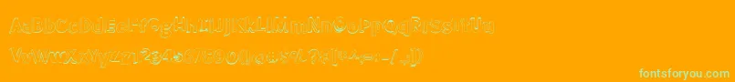 BmdMeatloafShadowOutline-fontti – vihreät fontit oranssilla taustalla