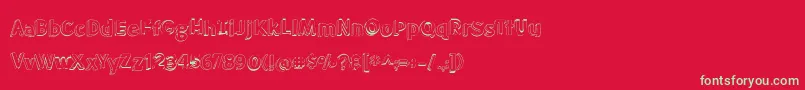 フォントBmdMeatloafShadowOutline – 赤い背景に緑の文字
