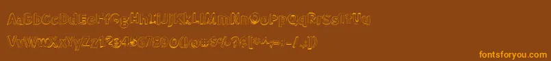 BmdMeatloafShadowOutline-Schriftart – Orangefarbene Schriften auf braunem Hintergrund
