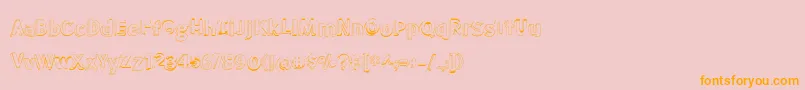 フォントBmdMeatloafShadowOutline – オレンジの文字がピンクの背景にあります。