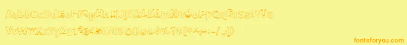 BmdMeatloafShadowOutline-fontti – oranssit fontit keltaisella taustalla