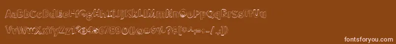 BmdMeatloafShadowOutline-fontti – vaaleanpunaiset fontit ruskealla taustalla