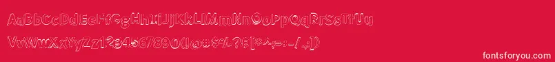 フォントBmdMeatloafShadowOutline – 赤い背景にピンクのフォント