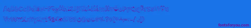 フォントBmdMeatloafShadowOutline – 紫色のフォント、青い背景
