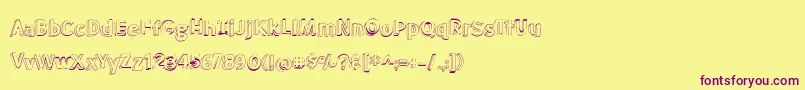 BmdMeatloafShadowOutline-Schriftart – Violette Schriften auf gelbem Hintergrund