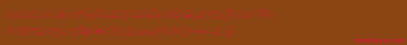 Czcionka BmdMeatloafShadowOutline – czerwone czcionki na brązowym tle