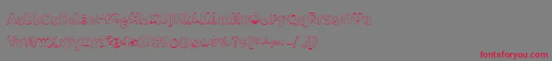フォントBmdMeatloafShadowOutline – 赤い文字の灰色の背景