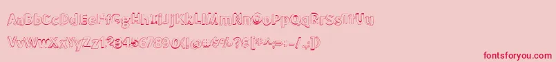 フォントBmdMeatloafShadowOutline – ピンクの背景に赤い文字