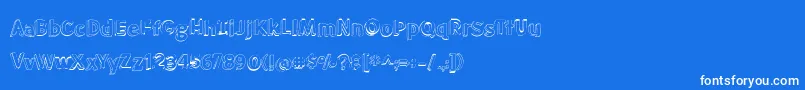 フォントBmdMeatloafShadowOutline – 青い背景に白い文字