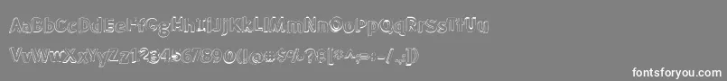 フォントBmdMeatloafShadowOutline – 灰色の背景に白い文字