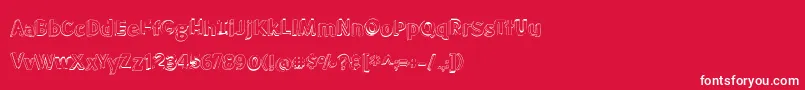 BmdMeatloafShadowOutline-fontti – valkoiset fontit punaisella taustalla