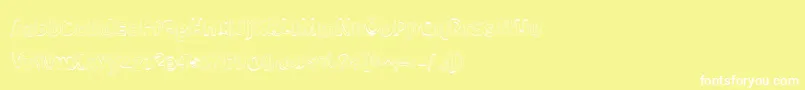 BmdMeatloafShadowOutline-Schriftart – Weiße Schriften auf gelbem Hintergrund