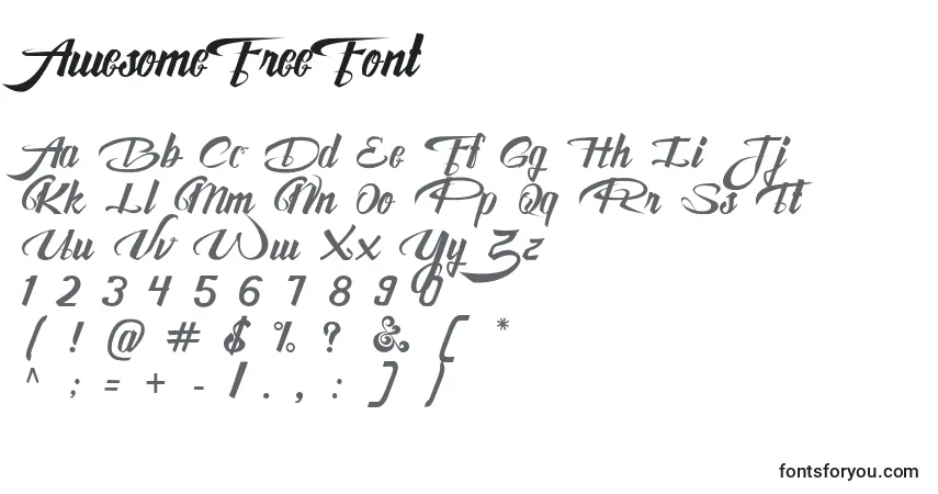 Czcionka AwesomeFreeFont (90918) – alfabet, cyfry, specjalne znaki
