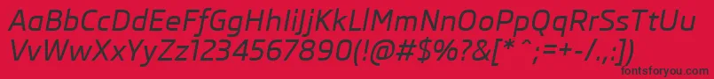 SkodaProMediumItalic Font – Black Fonts on Red Background