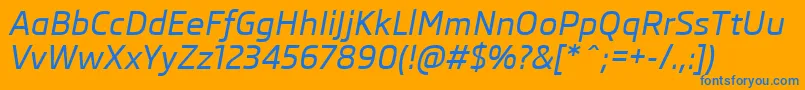 SkodaProMediumItalic Font – Blue Fonts on Orange Background