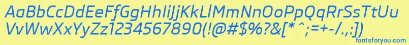 SkodaProMediumItalic Font – Blue Fonts on Yellow Background