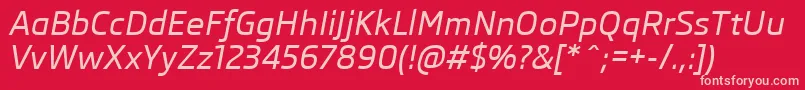 SkodaProMediumItalic Font – Pink Fonts on Red Background