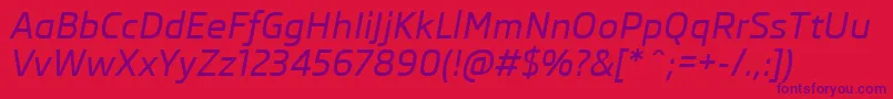 SkodaProMediumItalic Font – Purple Fonts on Red Background